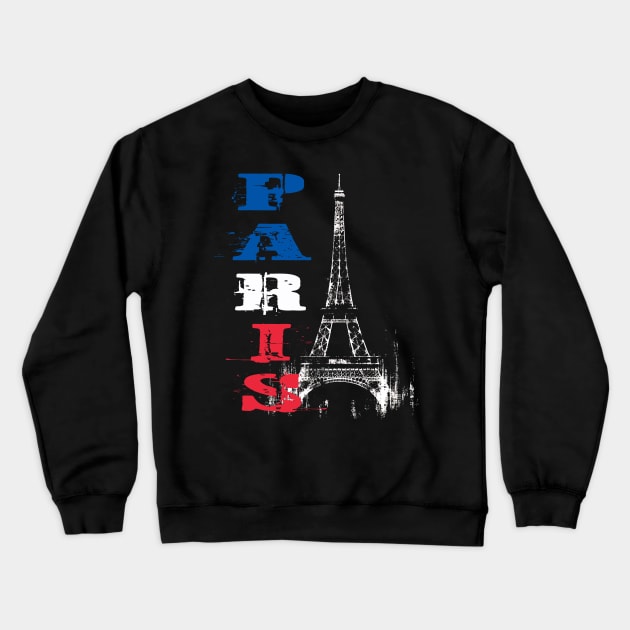 Eiffel Tower Grunge Silhouette Crewneck Sweatshirt by MetalByte